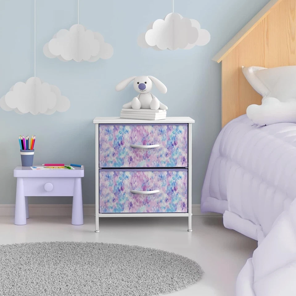 Sturdy Multipurpose Nightstand 2 Drawers - Wood Top - 11.87"d x 17.75"w x 20"h - Image 4 of 4