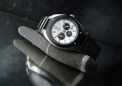 CAPITAL FULL SET EDELSTAHL HERREN CHRONOGRAPH UHR AX-472 DATUM UNGETRAGEN 42MM