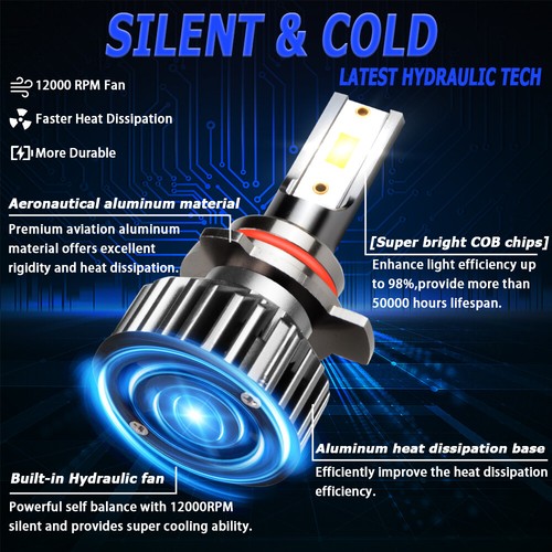 For 2014 2015 GMC Sierra 1500 White 9012 LED Headlight + 5202 Fog Light Bulbs 4x - Picture 3 of 20