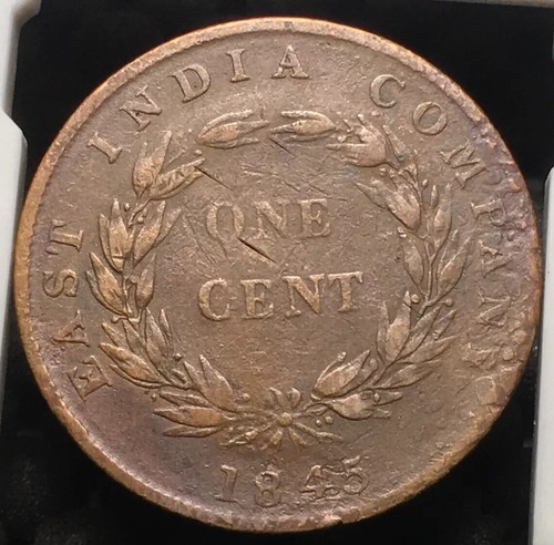 ASENTAMIENTOS DEL ESTRECHO 1845 EMPRESA INDIA ORIENTAL 1 CENTAVO KM3 - Imagen 2 de 2