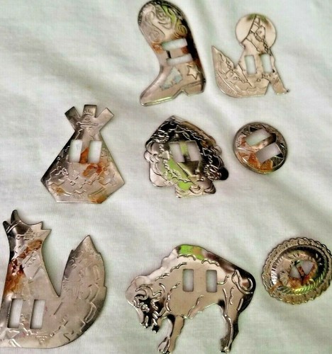  Bolero Shapes Set Of 8 Western Tin A little Rust silver 2 wolf  boot tpee buffa