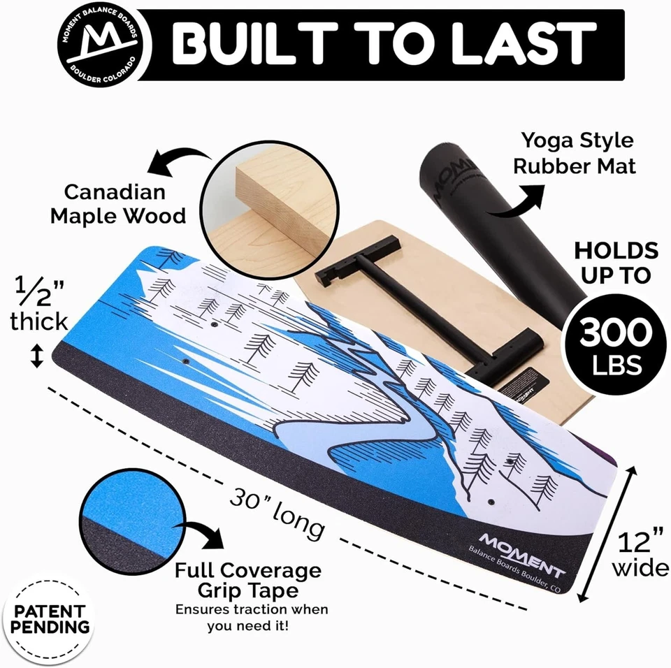 Moment Tablas de Equilibrio Entrenador Madera Tabla de Bamboleo Rodillo Rieles Duraderos 300LBS Foto 3 de 4