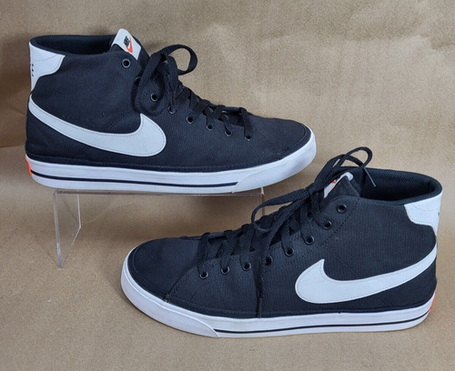 Nike Court Mens (Sz 13) Legacy Black Mid Canvas White Swoosh/DD0162-001 Preowned