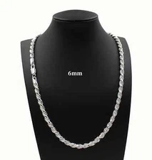 6MM Solid 925 Sterling Silver 20" INCHES ROPE CHAIN Necklace UNISEX
