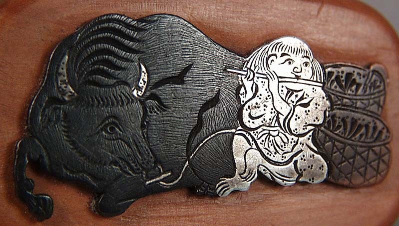 19c netsuke mixed metal BOY & buffalo | eBay