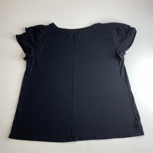Loft Shirt Womens L Black Double Layer Raw Short Sleeve Crew Neck Cropped - Picture 3 of 7