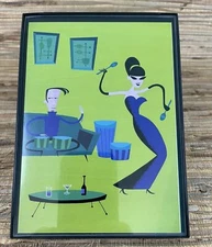 Shag Josh Agle Drums MCM Art Groovy Brunette Drink Framed Art Print Card Tiki