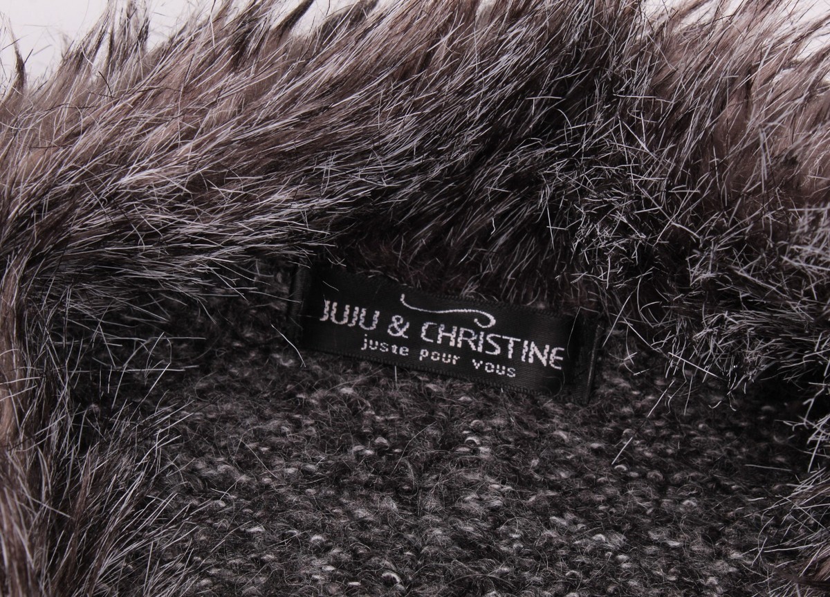 Vintage Juju & Christine French Grunge Faux Fur Gray Zip Cardigan