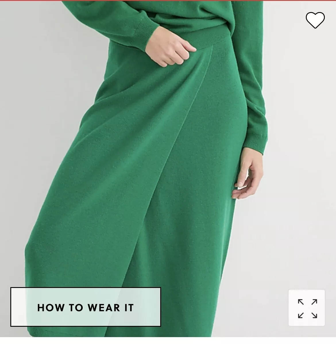 J.Crew Wrap sweater-skirt Item BK721 Kelly Green Merino Wool NWT SOLD OUT