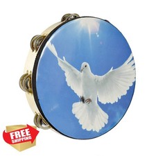 ENNBOM 10 Inch Dove Tambourine Hand Bell Double Row