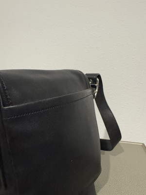Coach Black Leather Foldover Crossbody Saddle Messenger Shoulder
