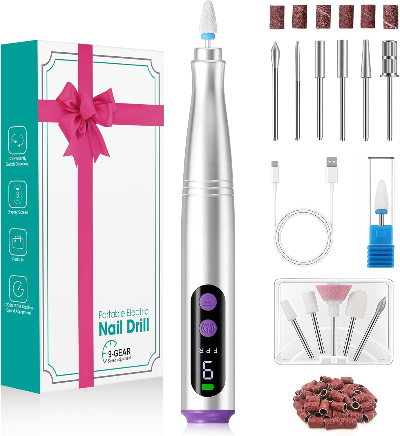 Fresa per Unghie Professionale 20000 Giri/Min - Kit Lima Elettrica 12 in 1