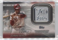 2021 Topps 70th Anniversary Manufactured Logo Johnny Bench Patch HOF 08uw