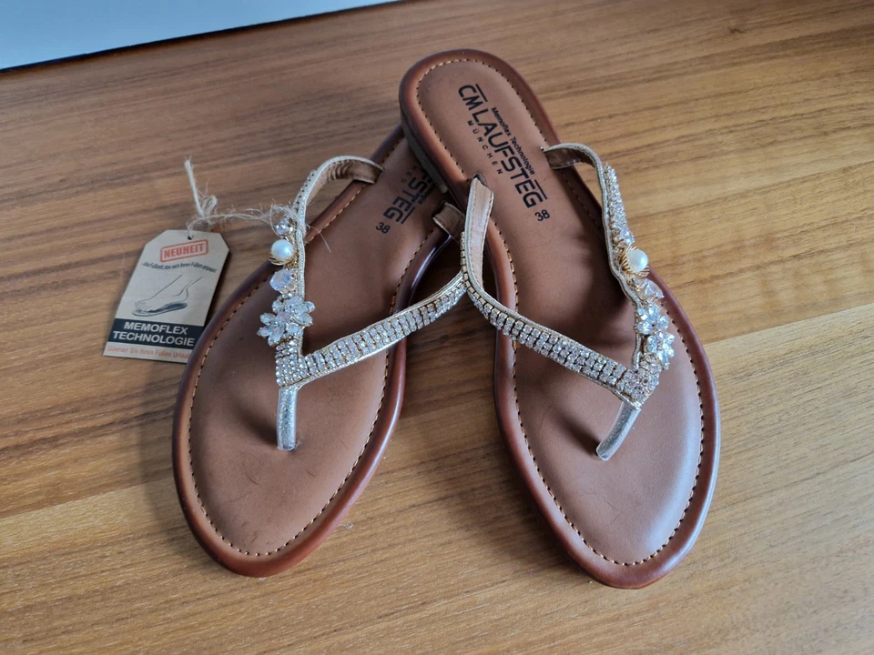 Sandalen mit Strass- und Schmucksteinen✨️Braun✨️Größe 38*NEU*siehe Beschreibung - Bild 3 von 4