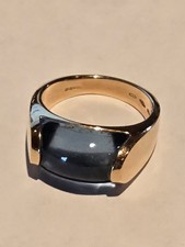 Authentic Bulgari Bvlgari Tronchetto 18k Yellow Gold Blue Topaz Ring Size 6.5