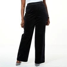 DG2 by Diane Gilman Tall Stretch Velvet Pull-On Trouser Pants Black 20W New