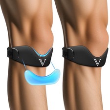 Silicone Patellar Tendon Support Strap 2-Pack, Knee Brace for Women Men, Adju...