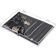 Acrylic Locking Display Case for Jewelry, Clear Rectangular Display Showcase ...