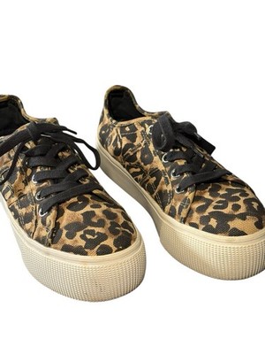 Canvas Platform Sneakers Shoes Steve Madden Emmi Leopard Print Women Size 8M