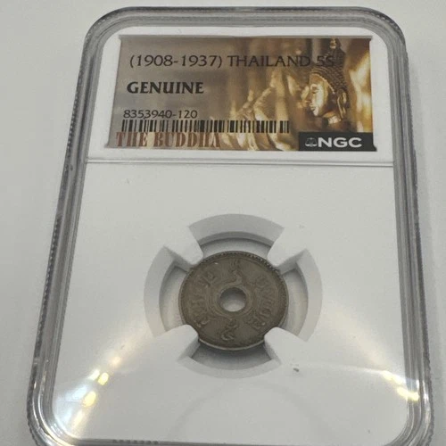 (1908-1937) Thailand 5S NGC Genuine The Buddha label 