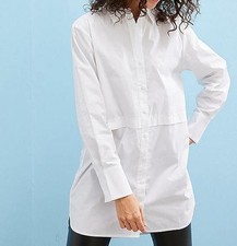 Longbluse Gr. 36 Weiß Damen-Bluse Hemd Tunika Langarm Neu