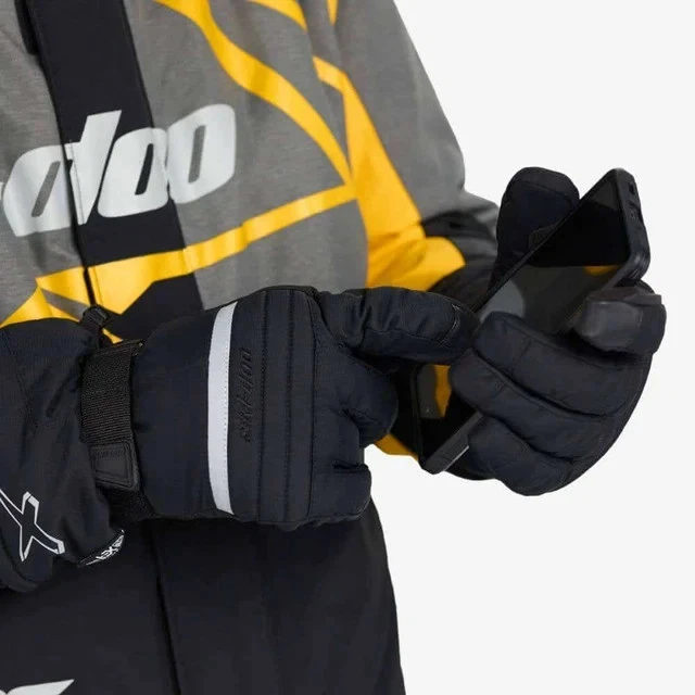 Ski-Doo Mens X-Team Nylon Snowmobile Gloves Water/Windproof, Charcoal Grey Foto 3 de 4