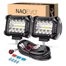 2pcs NAOEVO LED Pod Lights Off Road Driving 4 Inch 4X4 Truck Spot Flood Combo AU