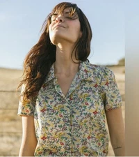 THE GREAT EVERGLADE button up blouse TOP BOXWOOD FLORAL sz 0 this is the great