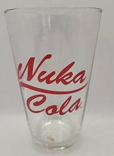 Fallout Video Game Nuka Cola Original 16 Ounce Pub Glass Red Lettering Clear