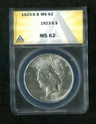 1923-S $1 Peace Silver Dollar ANACS MS 62 | Uncirculated UNC