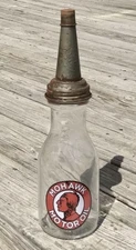 MOHAWK 1 Qt. Glass Motor Oil Bottle with Tin Master Mfg. Co. Spout & Cap