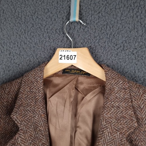 Vintage HARRIS TWEED Blazer Jacket Men 44 Brown Herringbone 100% Wool Sport Coat - Picture 11 of 11