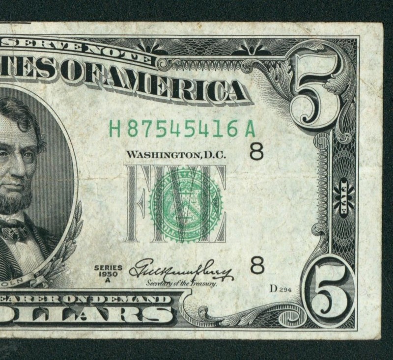 $5 1950 Federal Reserve Note ** DAILY CURRENCY AUCTIONS