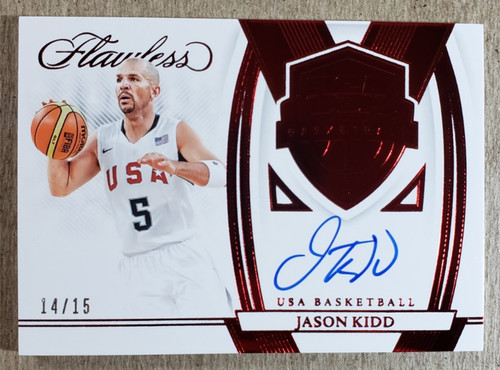 2021-22 Panini Flawless Ruby Jason Kidd Auto /15 Team USA Basketball Autograph