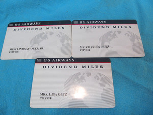 LOT OF 3 US AIRWAYS DIVIDEND MILES CARDS