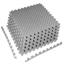 EVA Foam 1-Inch Puzzle Mat, 24 Sq Ft, 6 Tiles - Grey Home Gym Mat