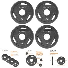 Elite 5 lb Olympic Weight Plates - Durable Cast Iron with Grip Holes, Set of 4