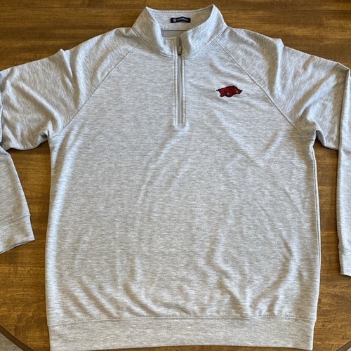 Turtleson 1/4 Zip Performance Jacket Men's Large Arkansas Razorbacks Logo Gray