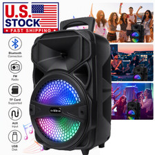 8" 1000W Portable FM Bluetooth Speaker Subwoofer Heavy Bass Sound System Party