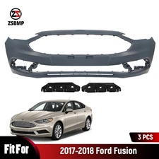 Front Bumper Cover For 2017 2018 Ford Fusion with Bracket Primed 3 Pcs