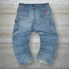 Vintage 90s Dickies Carpenter Jeans 40x30 Baggy Wide Leg Light Wash Double Knees