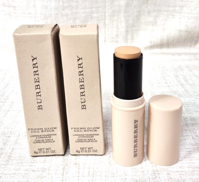 2 Burberry FRESH GLOW GEL STICK Luminous Foundation & Concealer HONEY BEIGE #33