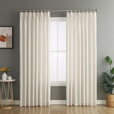 Pinch Pleated Natural Linen Curtains Semi-Sheer with pin Hooks 63 72 84 96 10...
