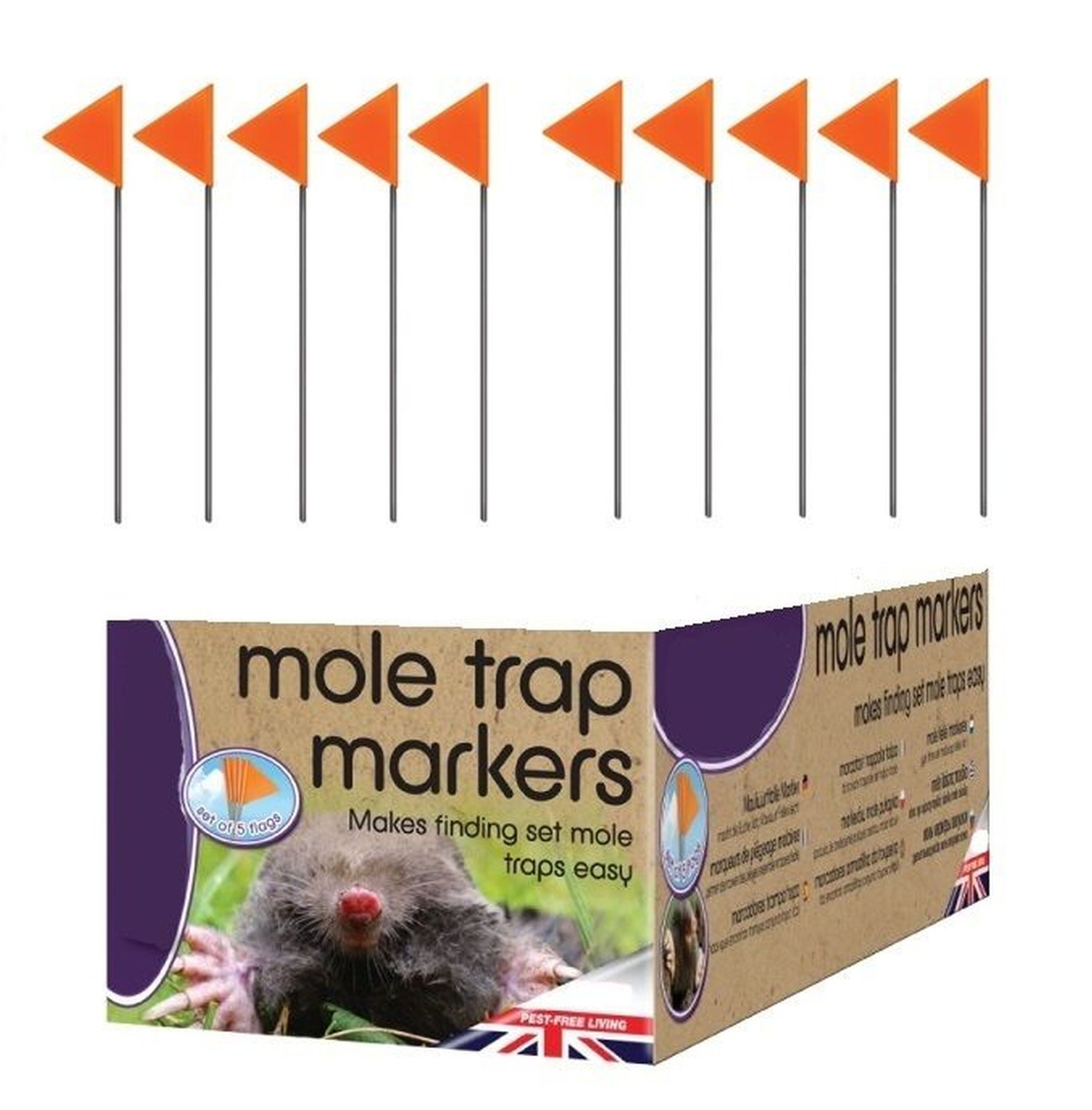 B&Q - 10 Mole Trap Flag Markers Hi Visibility Easy Find Lawn Markers Uv Resistant 30Cm - Image 3