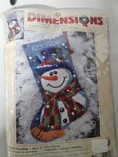 Dimensions Mr Frost Snowman Needlepoint Stocking Kit Wool Yarn Kit #9128 Sealed