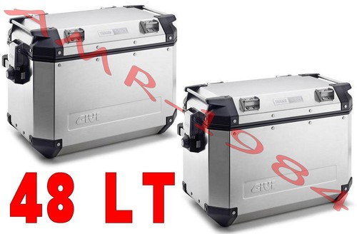 KIT COPPIA VALIGIE TREKKER OUTBACK 48 LITRI ALLUMINIO DX + SX OBK48AR + OBK48AL