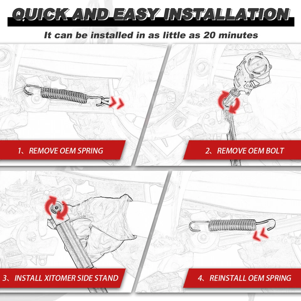 Soporte lateral ajustable de acero para motocicleta Honda NC700X 2012-2020 Foto 4 de 4