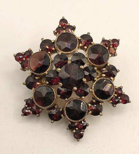 Broche antiguo vintage con estrella de granate rojo firmado por Alemania - Imagen 12 de 12