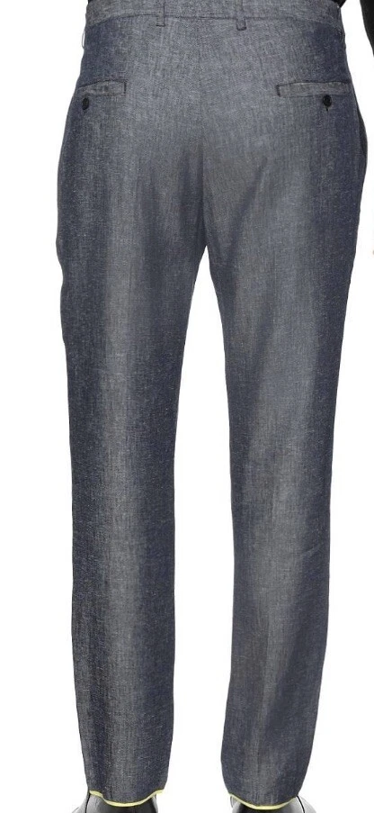 Pantalones informales Daniele Alessandrini azul gris para hombre mezcla de lino talla US 38 EU 54 Foto 4 de 4