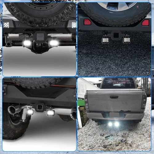 Tow Hitch Mounting Bracket+4x 4'' 4-row LED Work Light Pods Backup Reverse+Wire - Bild 3 von 23
